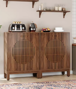 Landelijk Sideboard met Lameldeuren – 5-Laags Houten Opbergkast