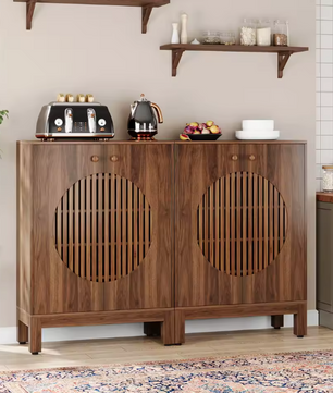 Landelijk Sideboard met Lameldeuren – 5-Laags Houten Opbergkast