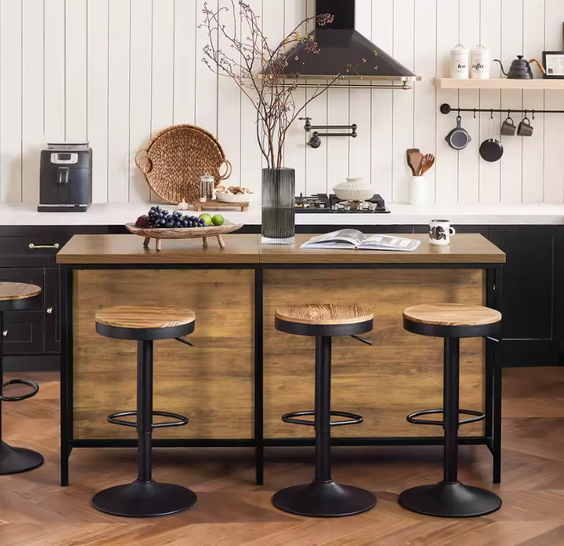 Industrieel Keukeneiland met Opbergruimte – Vrijstaand MDF en Metaal 170×89×60 cm