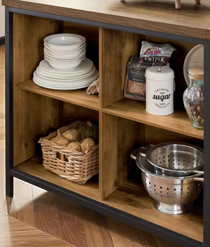 Industrieel Keukeneiland met Opbergruimte – Vrijstaand MDF en Metaal 170×89×60 cm