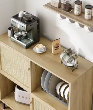 Rotan Sideboard met Schuifdeur – Buffetkast met 4 Opbergvakken