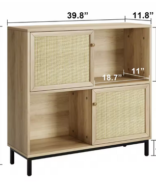 Rotan Sideboard met Schuifdeur – Buffetkast met 4 Opbergvakken