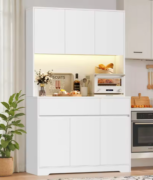 Hoge Keukenkast met LED en Stopcontact – 6 Deuren, 2 Lades, 180×100×38,5 cm