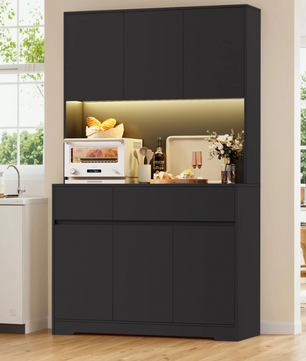 Hoge Keukenkast met LED en Stopcontact – 6 Deuren, 2 Lades, 180×100×38,5 cm
