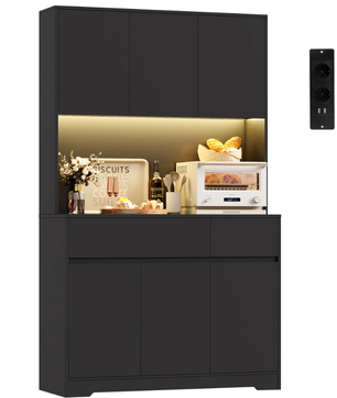 Hoge Keukenkast met LED en Stopcontact – 6 Deuren, 2 Lades, 180×100×38,5 cm
