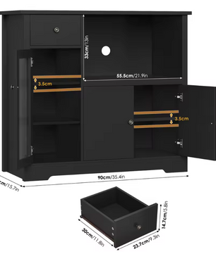 Hoge Keukenkast met Werkblad en Opbergruimte – 3 Deuren, 1 Lade