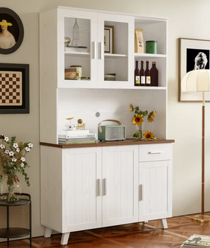 Grote Houten Opbergkast met Glazen Deuren en Lades – 190 cm