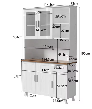 Grote Houten Opbergkast met Glazen Deuren en Lades – 190 cm