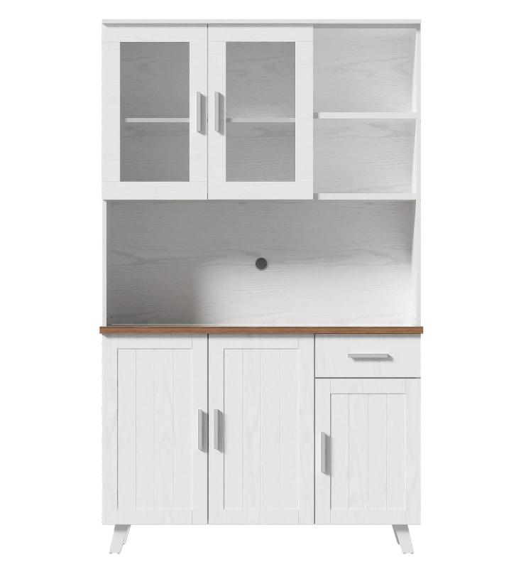 Grote Houten Opbergkast met Glazen Deuren en Lades – 190 cm