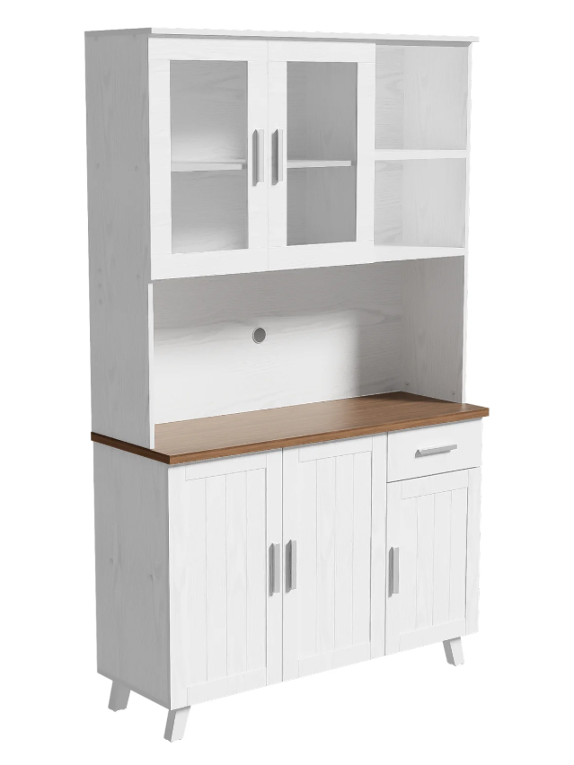 Grote Houten Opbergkast met Glazen Deuren en Lades – 190 cm