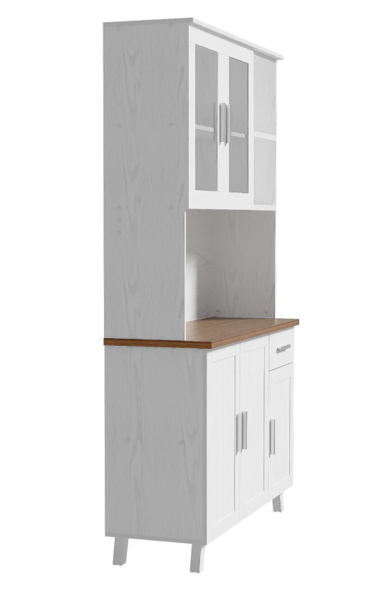 Grote Houten Opbergkast met Glazen Deuren en Lades – 190 cm