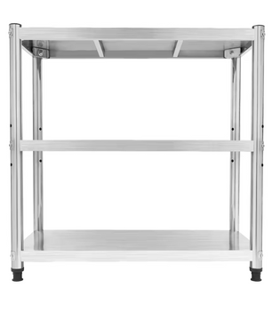 3-laags RVS Keukenrek – Vrijstaand Opbergrek 80×80×40 cm, Stevig en Ruimtebesparend