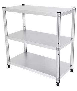 3-laags RVS Keukenrek – Vrijstaand Opbergrek 80×80×40 cm, Stevig en Ruimtebesparend