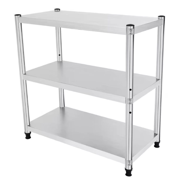 3-laags RVS Keukenrek – Vrijstaand Opbergrek 80×80×40 cm, Stevig en Ruimtebesparend