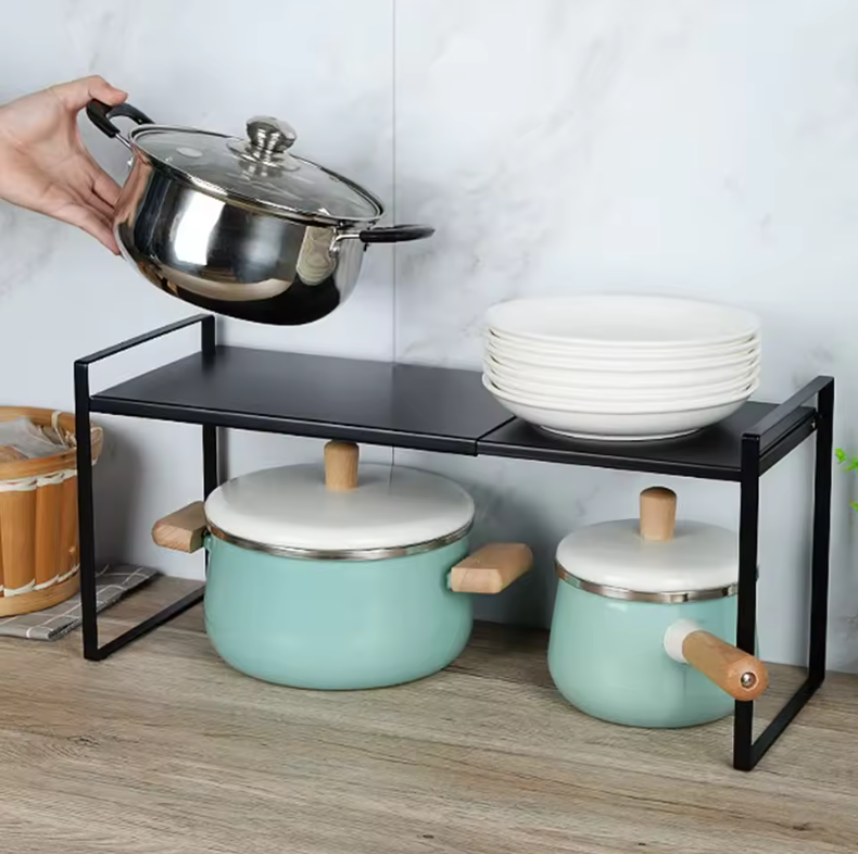 Uitschuifbaar Keukenrek – Verstelbaar Opbergrek voor Kast en Aanrecht, Ruimtebesparend en Stevig