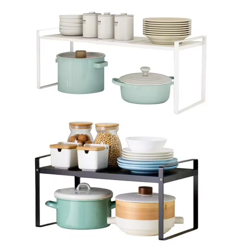 Uitschuifbaar Keukenrek – Verstelbaar Opbergrek voor Kast en Aanrecht, Ruimtebesparend en Stevig