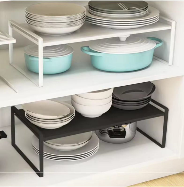 Uitschuifbaar Keukenrek – Verstelbaar Opbergrek voor Kast en Aanrecht, Ruimtebesparend en Stevig