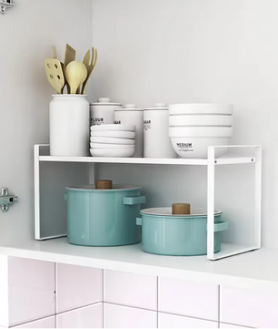 Uitschuifbaar Keukenrek – Verstelbaar Opbergrek voor Kast en Aanrecht, Ruimtebesparend en Stevig