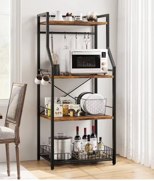 4-laags Keukenrek met Mand – Magnetronstandaard en Koffiebar