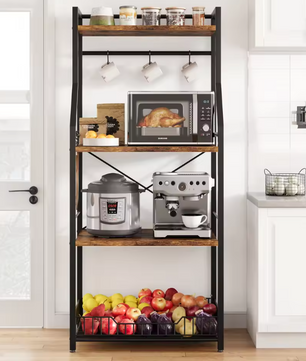 4-laags Keukenrek met Mand – Magnetronstandaard en Koffiebar