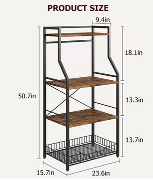 4-laags Keukenrek met Mand – Magnetronstandaard en Koffiebar