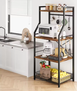 4-laags Keukenrek met Mand – Magnetronstandaard en Koffiebar