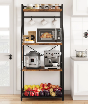 4-laags Keukenrek met Mand – Magnetronstandaard en Koffiebar