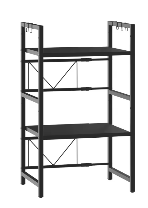 3-laags Uitschuifbaar Keukenrek – Verstelbaar Magnetronrek en Opbergrek