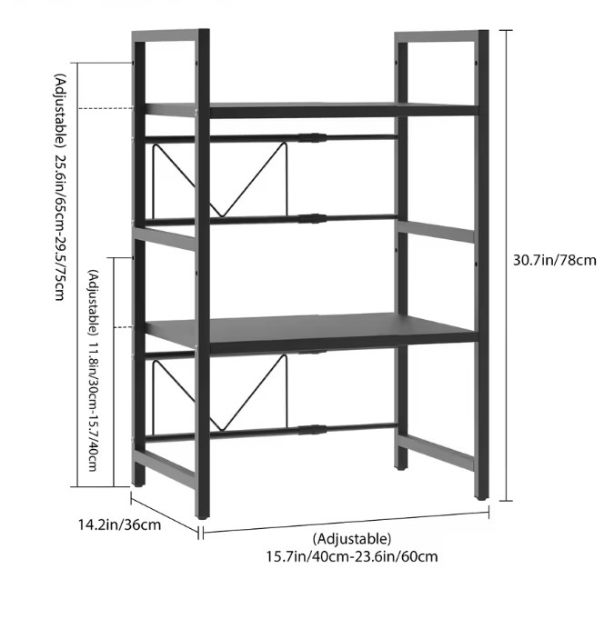 3-laags Uitschuifbaar Keukenrek – Verstelbaar Magnetronrek en Opbergrek