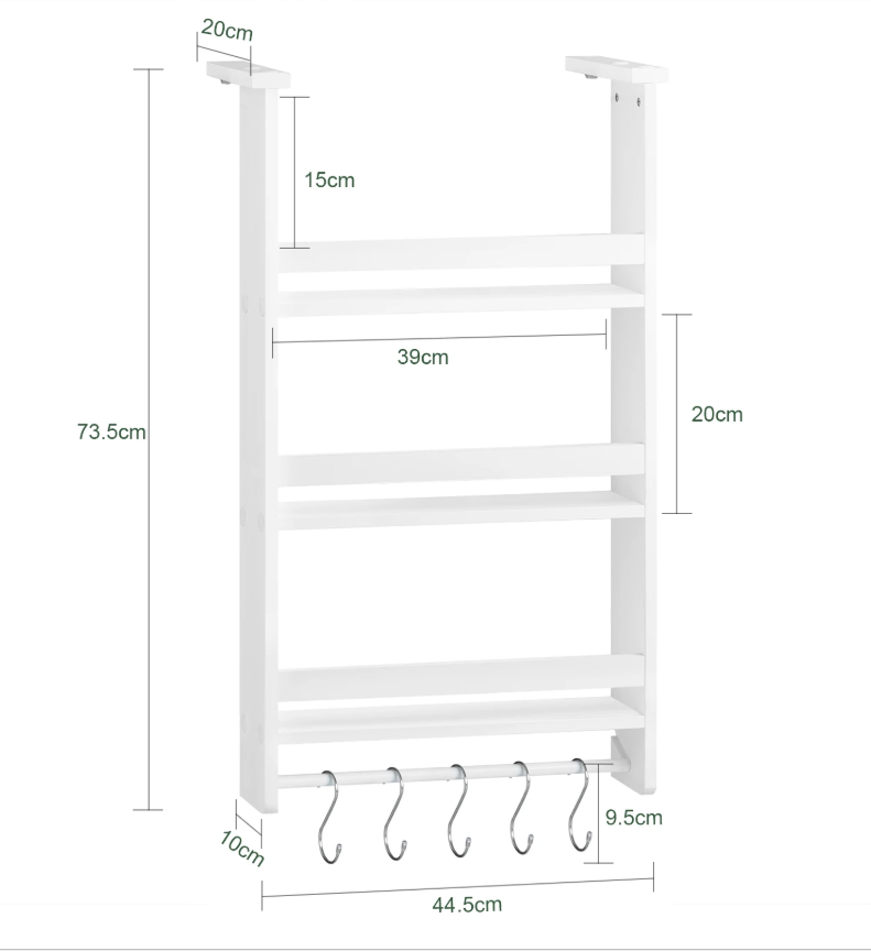 Hangkast Keukenrek met 3 Planken en Haakjes – Voor Koelkast en Deur