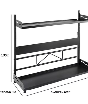 Dubbele of Driedubbele Keukenkruidenrek – Carbon Staal, 50 cm Breed, Verstelbare Lagen
