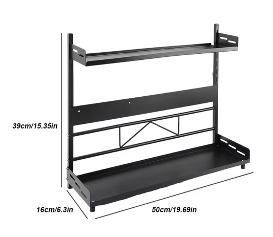Dubbele of Driedubbele Keukenkruidenrek – Carbon Staal, 50 cm Breed, Verstelbare Lagen