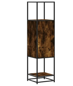 Hoog Smal Opbergkastje – Gerookt Eiken en Metalen Frame, Modern Highboard