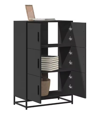 Elegant Hoog Opbergkastje – Houten Composiet en Metaal, Modern Highboard