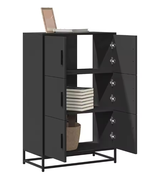 Elegant Hoog Opbergkastje – Houten Composiet en Metaal, Modern Highboard