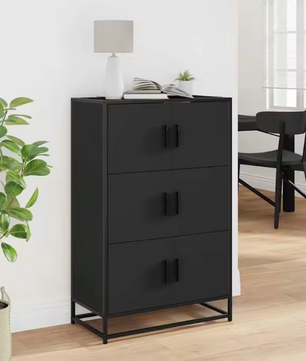 Elegant Hoog Opbergkastje – Houten Composiet en Metaal, Modern Highboard