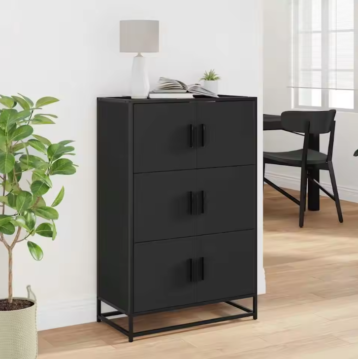 Elegant Hoog Opbergkastje – Houten Composiet en Metaal, Modern Highboard
