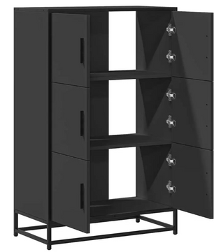 Elegant Hoog Opbergkastje – Houten Composiet en Metaal, Modern Highboard