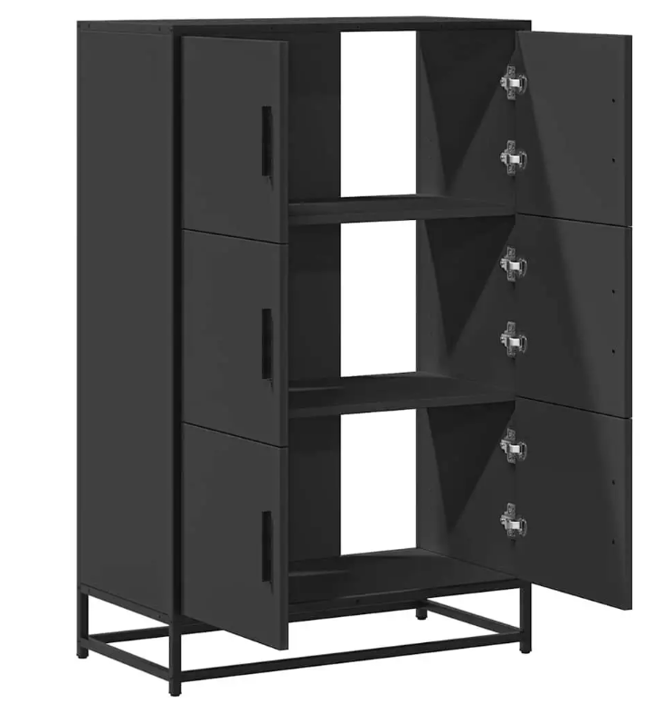 Elegant Hoog Opbergkastje – Houten Composiet en Metaal, Modern Highboard