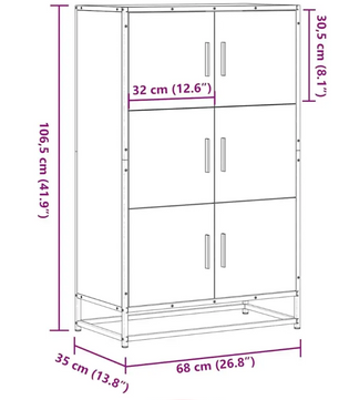 Elegant Hoog Opbergkastje – Houten Composiet en Metaal, Modern Highboard