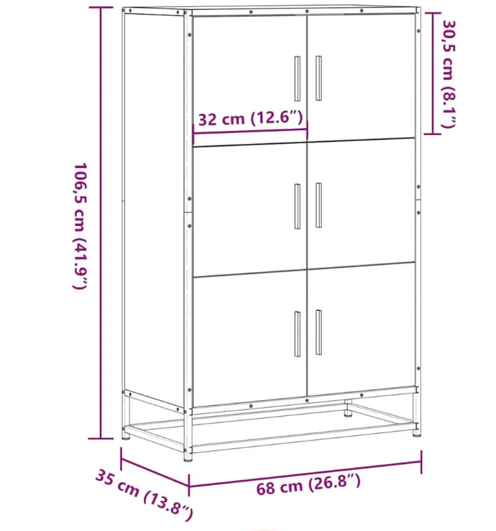 Elegant Hoog Opbergkastje – Houten Composiet en Metaal, Modern Highboard