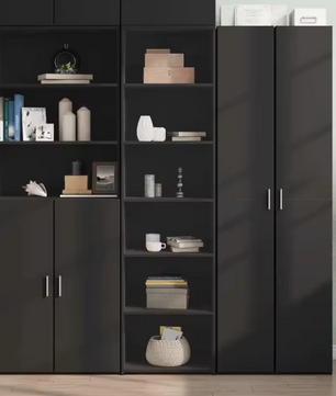 Stijlvol Hoog Highboard – Zwarte Opbergkast van Houtmateriaal, Modern Design