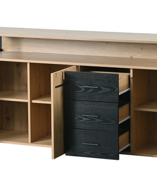 Buffetkast met 3 Deuren en 3 Lades – 150×35×75,9 cm, Moderne Opbergkast voor Woonkamer en Keuken