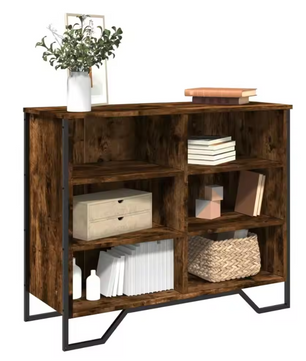 Modern Houten Dressoir – Smokey Oak Sideboard met Metalen Poten, 91×35.5×74.5 cm