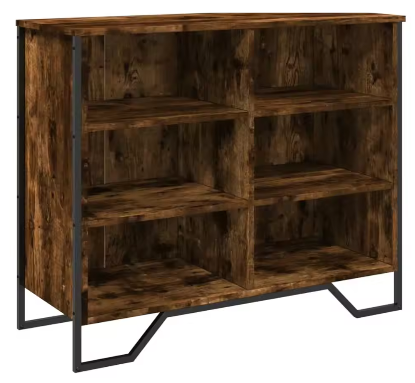Modern Houten Dressoir – Smokey Oak Sideboard met Metalen Poten, 91×35.5×74.5 cm