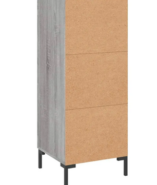 Modern Grijs Dressoir – Smal Sideboard met Metalen Poten, 34.5×34×90 cm