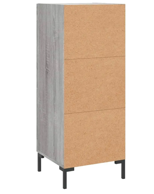 Modern Grijs Dressoir – Smal Sideboard met Metalen Poten, 34.5×34×90 cm