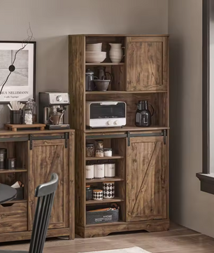 Vintage Keukenkast met Schuifdeuren – Hoge Opbergkast 80×170×34 cm