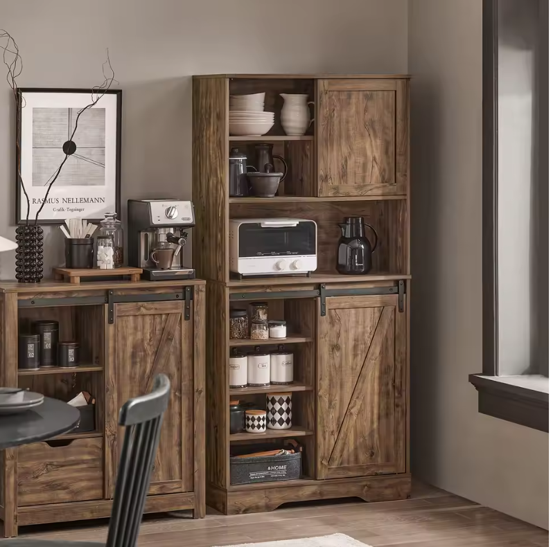 Vintage Keukenkast met Schuifdeuren – Hoge Opbergkast 80×170×34 cm