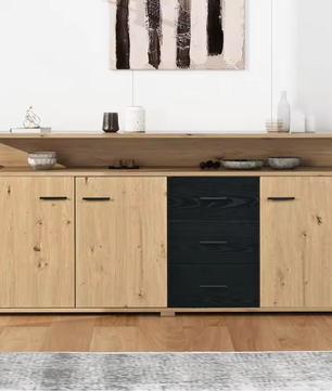 Moderne Opbergkast 150 cm – Kast met 3 Deuren en 3 Lades, Industrieel Design